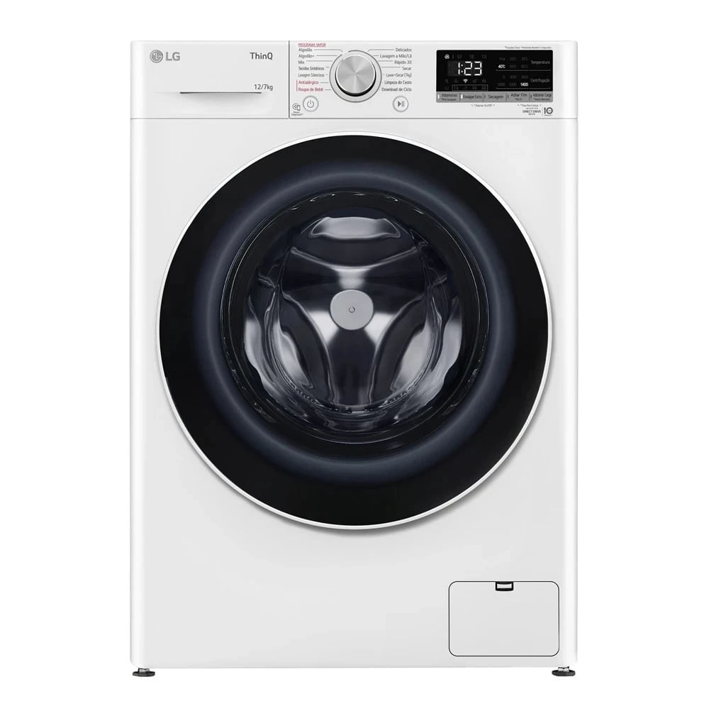 Lava e Seca LG 12Kg Smart com Inteligência Artificial AIDD Branca VC4 CV5012WC4A - 220 Volts