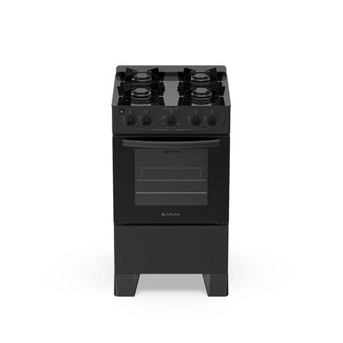 Fogão de Piso Atlas 4 Bocas com Mesa de Vidro Milão Preto - Bivolt